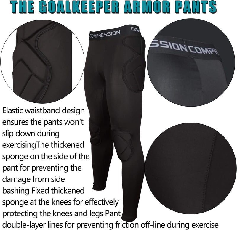 Shinestone Adult Men's Goalkeeper Armor BodyShield Padded Compression Shirt Pants and Short with Sponge Protector - Image 3
