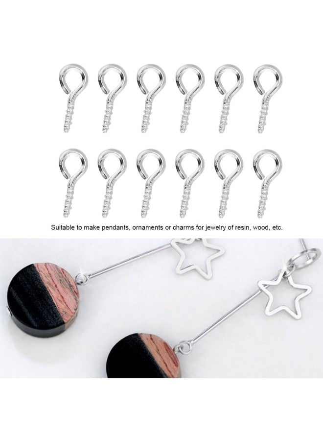 klarako Eye Hooks, 3Colors 200Pcs / Bag Eye Pins Eyepins Alloy Thread Screw Eye Hooks Jewelry Findings(Silver)  - Image 2