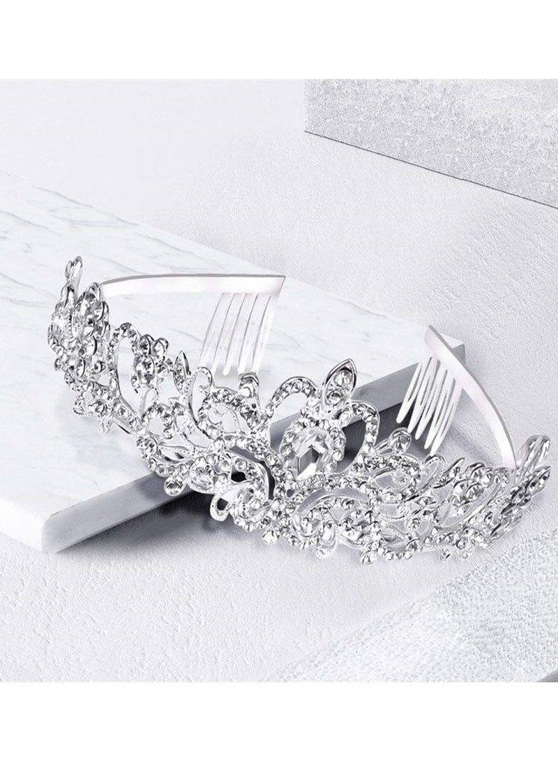 KASTWAVE Silver Tiara Crown Crystal Headband Princess Rhinestone Crown with Comb Bridal Headband Bridal Wedding Ball Birthday Party Hair Accessories Women's Jewelry - Image 3