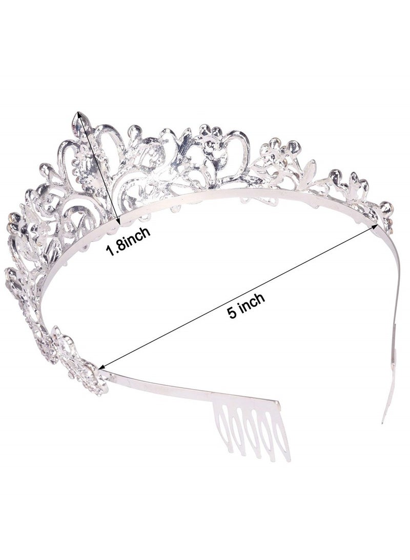 KASTWAVE Silver Tiara Crown Crystal Headband Princess Rhinestone Crown with Comb Bridal Headband Bridal Wedding Ball Birthday Party Hair Accessories Women's Jewelry - Image 2