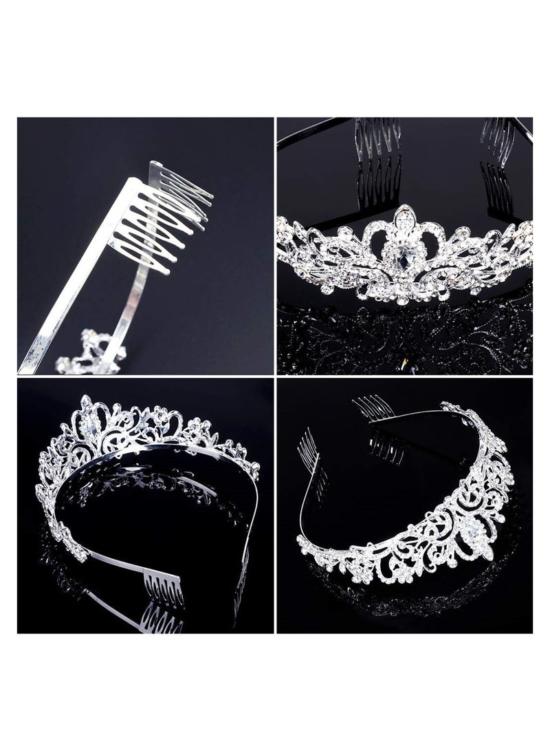 KASTWAVE Silver Tiara Crown Crystal Headband Princess Rhinestone Crown with Comb Bridal Headband Bridal Wedding Ball Birthday Party Hair Accessories Women's Jewelry - Image 4