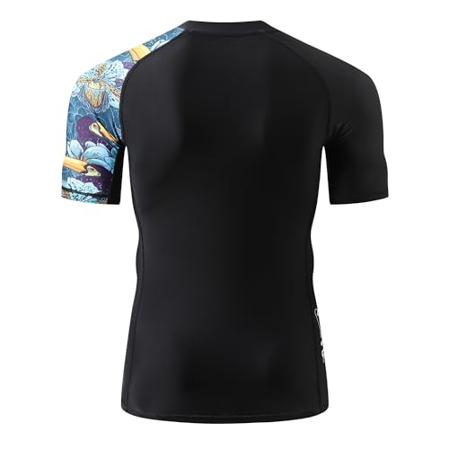 ADOREISM Men's Quick-Dry UPF 50+ Sun Protection Short Sleeve Rash Guard (HeyToucan, XL) - Image 4