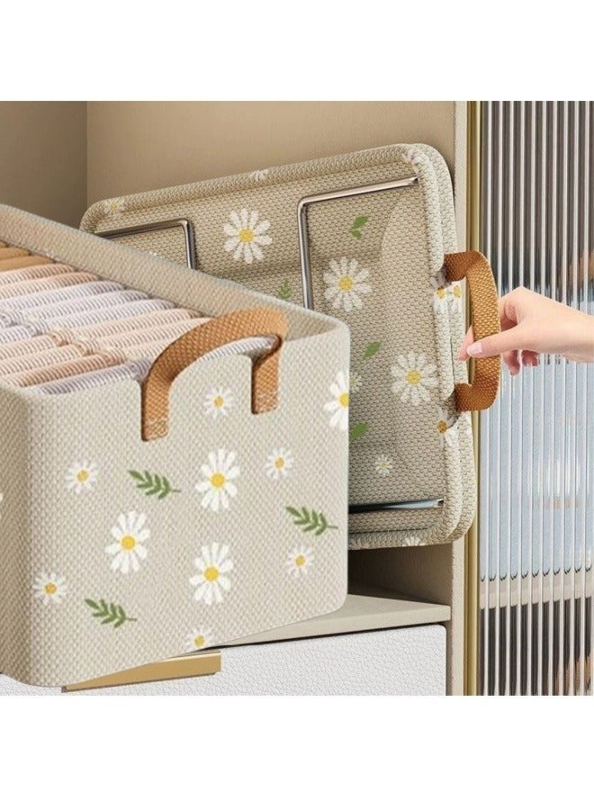 Loquat 2 Pieces Storage Bins, Foldable Storage Boxes for Organizing Clothes, Toys, Books, 47cm×28cm×20cm (Beige) - Image 4