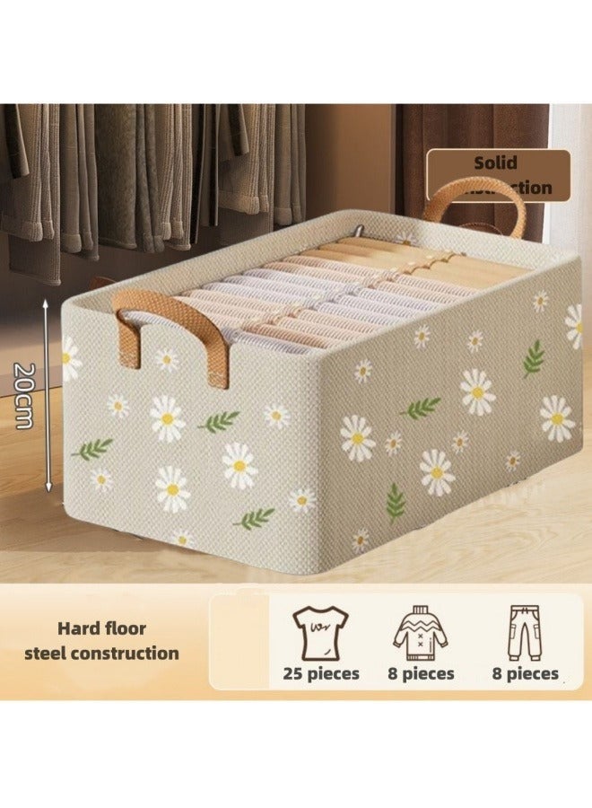 Loquat 2 Pieces Storage Bins, Foldable Storage Boxes for Organizing Clothes, Toys, Books, 47cm×28cm×20cm (Beige) - Image 3