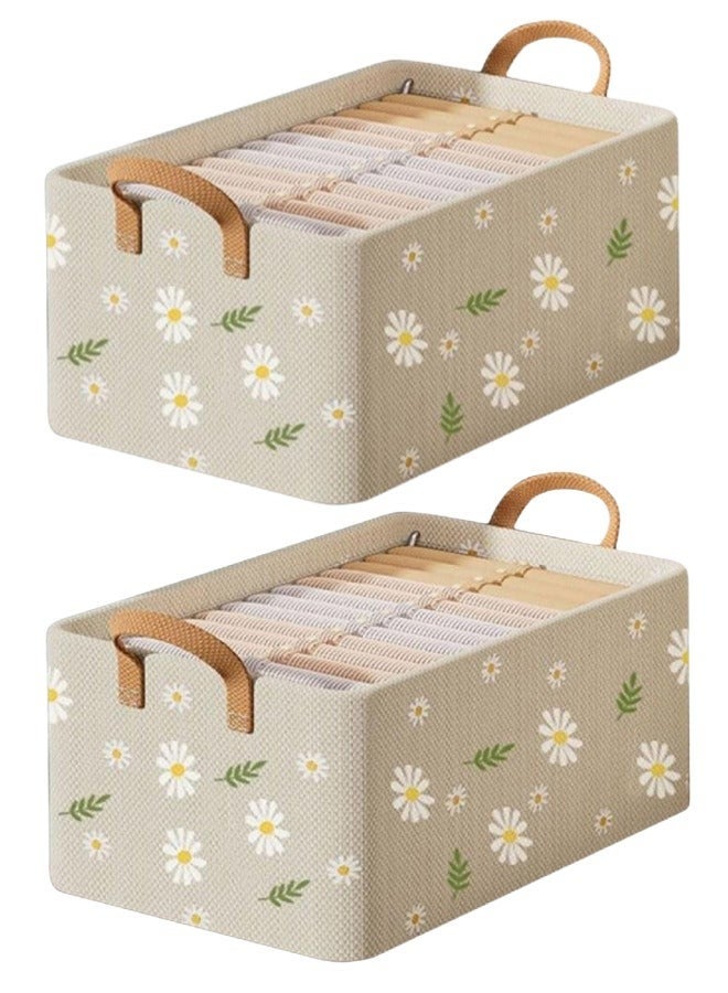 Loquat 2 Pieces Storage Bins, Foldable Storage Boxes for Organizing Clothes, Toys, Books, 47cm×28cm×20cm (Beige) - Image 1