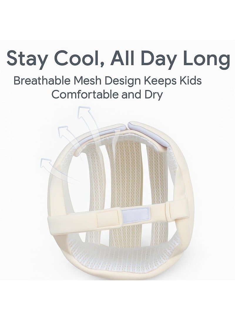 Mr. Penda Baby Helmet for Crawling Walking With Knee Pads, Soft and Lightweight Baby Head Protector with Adjustable Straps, 360° Protection for Toddlers, Cute Bunny Ears Design, Perfect Baby Fall Back Head Protector (White Rabbit) - Image 3