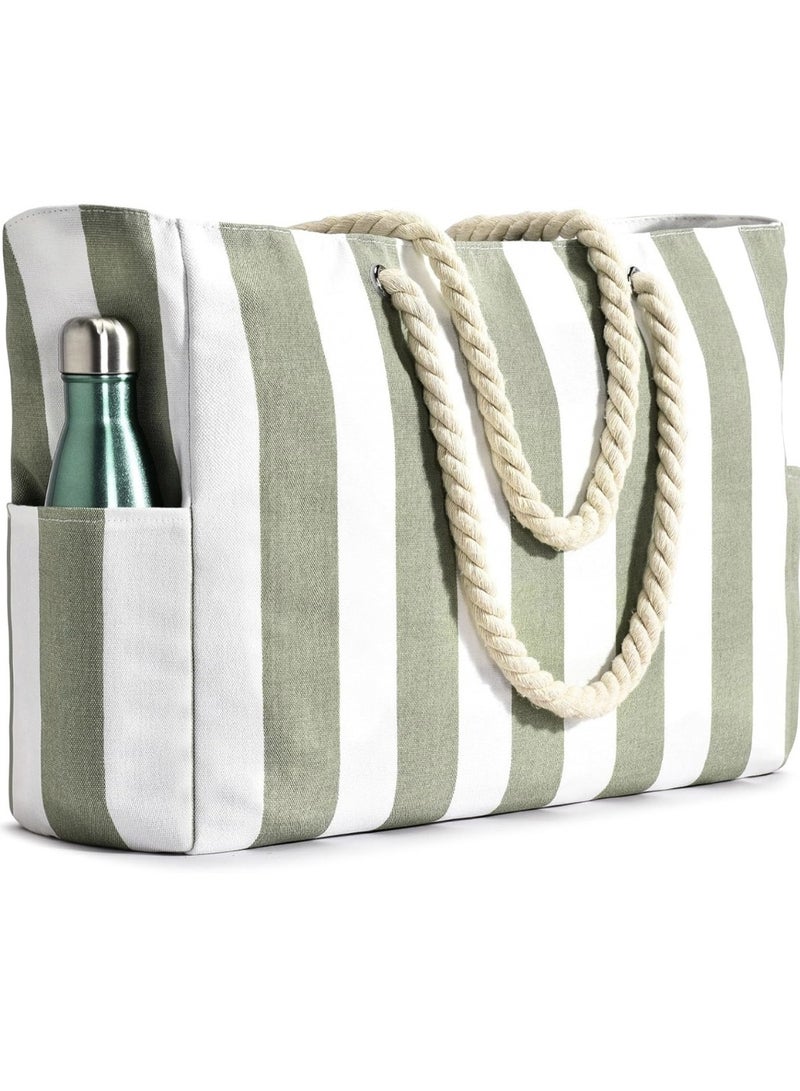 jaexest Large Waterproof Beach Tote Bag – Rope-Braided Handles & Multiple Pockets | Unisex Pool Travel Bag – Heavy Duty PVC/Nylon Summer Carryall for Swimming, Shopping & Outdoor – Teal - Image 5
