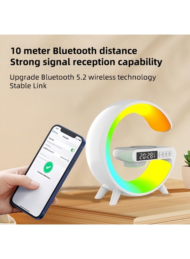 مكبر صوت بلوتوث ذكي لاسلكي مع ضوء محيطي قابل للتعديل LED ، مكبر صوت بلوتوث ، إضاءة ملونة ونظام صوتي - Image 2