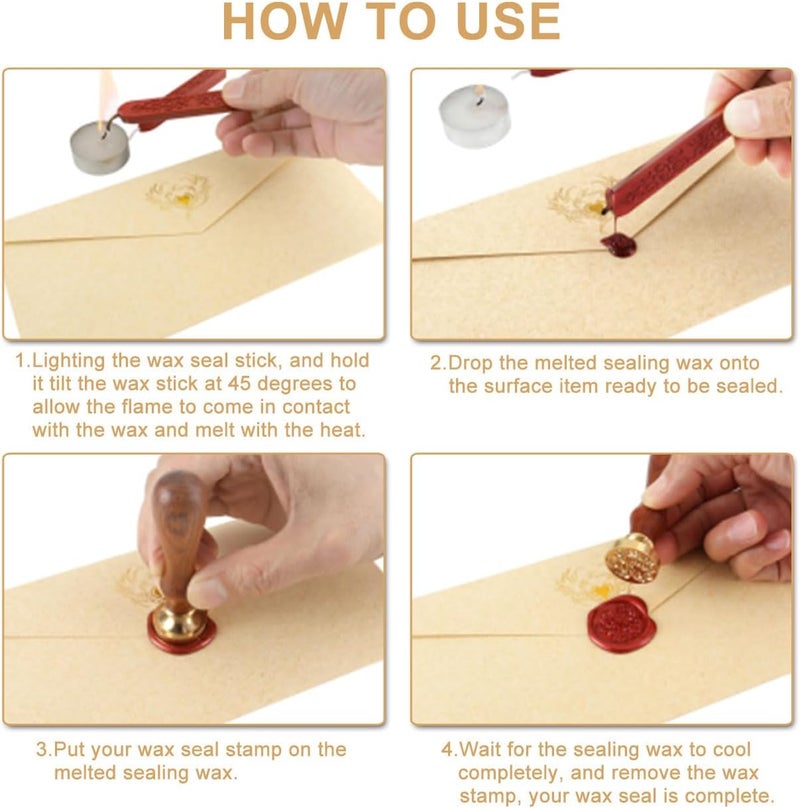 Yoption 12 Pcs Sealing Wax Sticks with Wicks for Wax Seal Stamp, Wedding Invitations, Gift Wrapping, Christmas (Metallic Red and Light Gold) - Image 5