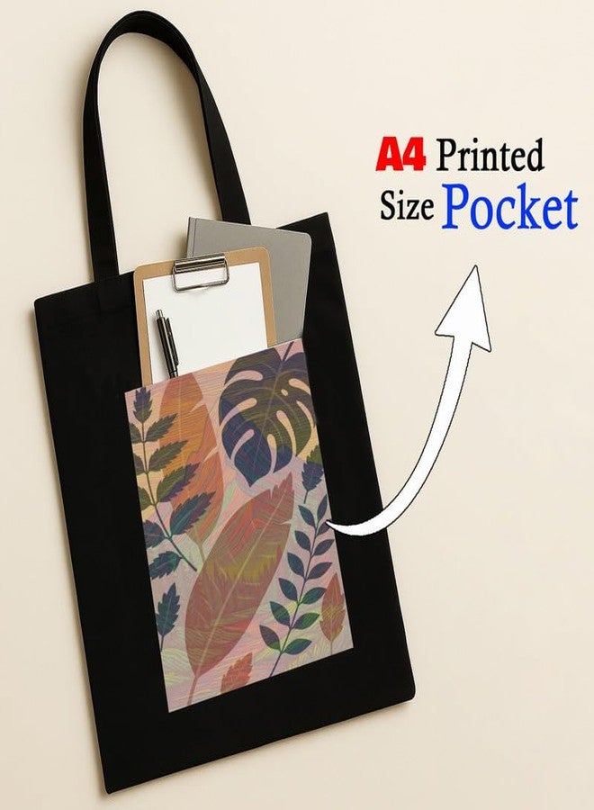 Megrok Vibrant Floral Tote Bag for Women | Front A4 Size Printed Pocket | 16x14 Inch Garden Cotton Bag | Spring Season Statement - Image 2