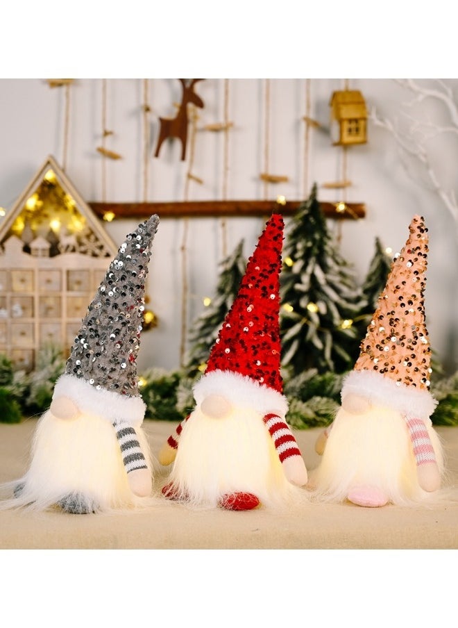 GGEROU - Christmas Gnome Decoration Set of 3, Christmas Gonks Gnomes Plush Swedish, Christmas Gonks Light Up Ornaments - Image 1