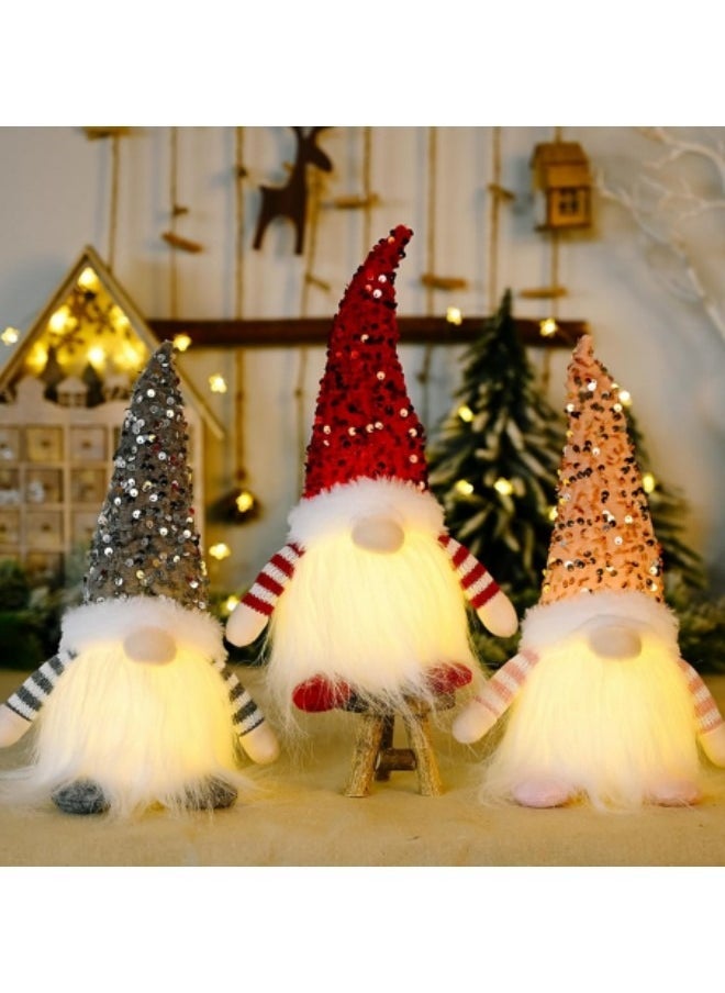 GGEROU - Christmas Gnome Decoration Set of 3, Christmas Gonks Gnomes Plush Swedish, Christmas Gonks Light Up Ornaments - Image 1