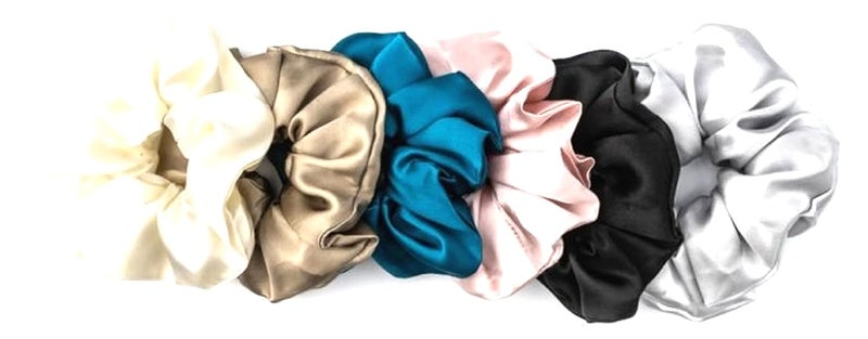 IBDA Dazzle Silk Pack of 06 Hair Scrunchies Solid Colour Hair Ties HandmadeHead Accessories Adjustable Size