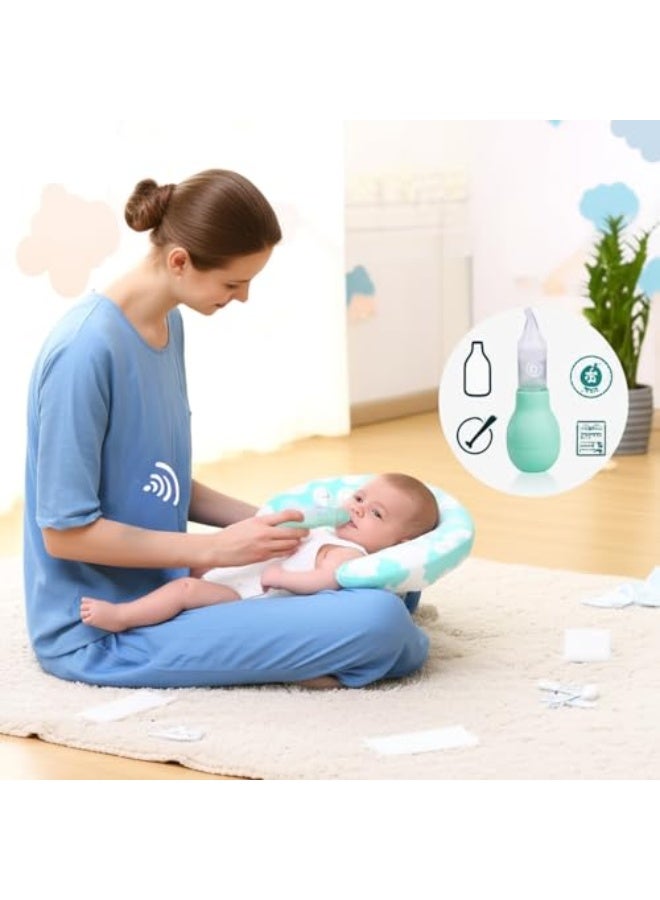 Baby Nasal Aspirator – Manual Baby Nose Cleaner with Soft Silicone Tip, Anti-Backflow, Includes Cleaning Tweezers u0026 Portable Case (Green, One Size) - Image 3