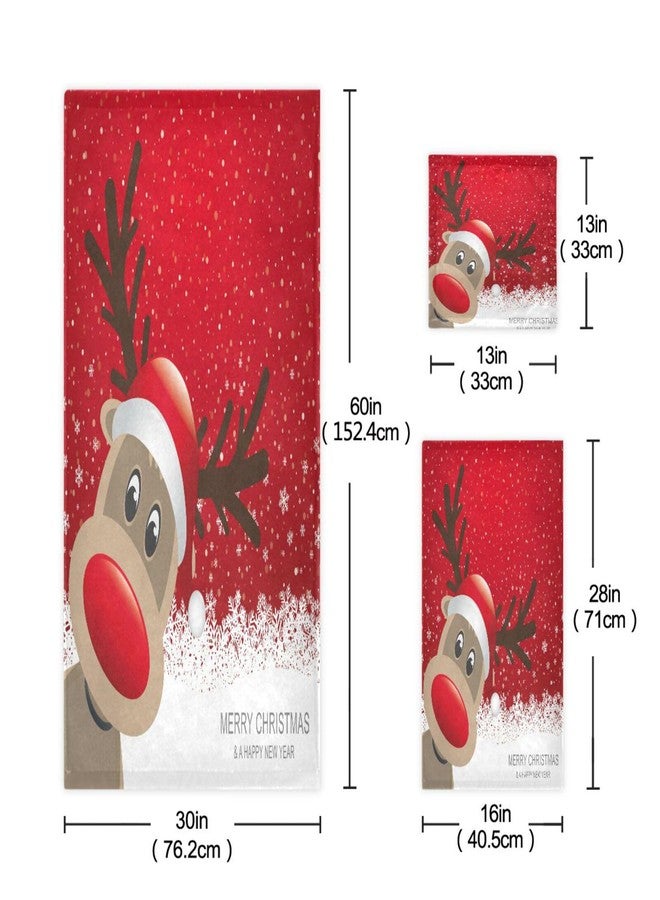YETTASBIN Christmas Reindeer Towel Set of 3, Highly Absorbent Soft Towels with Bath Towel, Hand Towel and Washcloth for Bathroom Hotel Gym Spa - Image 3
