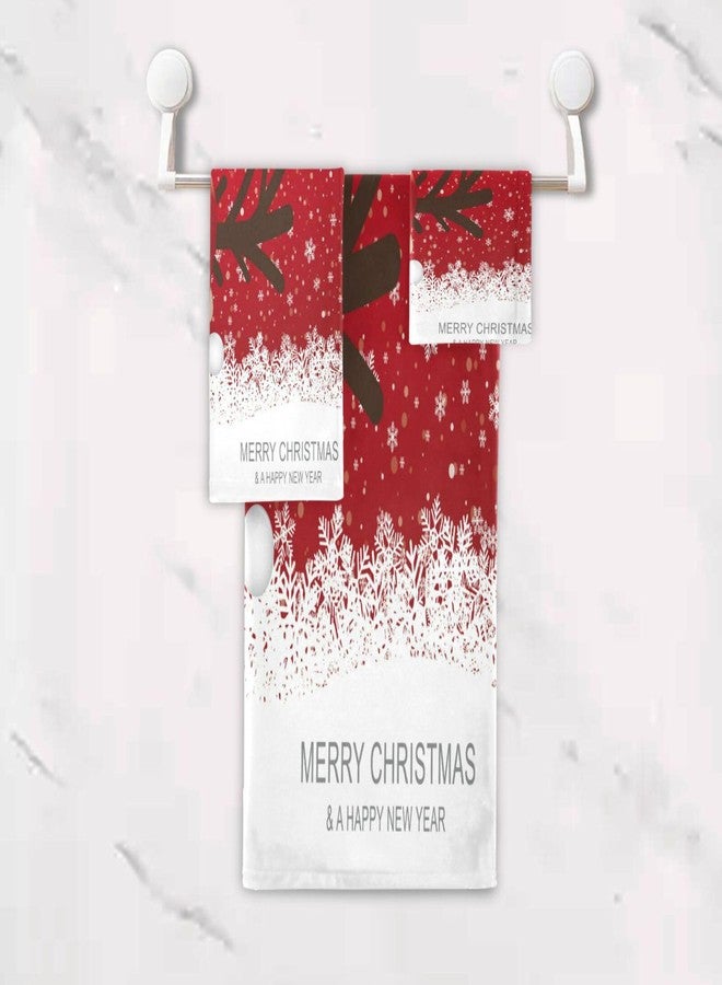 YETTASBIN Christmas Reindeer Towel Set of 3, Highly Absorbent Soft Towels with Bath Towel, Hand Towel and Washcloth for Bathroom Hotel Gym Spa - Image 5