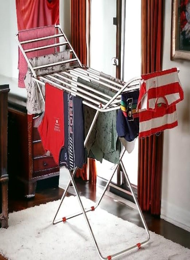 SUNDRY 1Pc 1-Layer Stainless Steel Folding Clothes Rack, Indoor Laundry Drying Rack, Household Space Saving Organizer for Rental House, Home, Dorm, Balcony - Image 1