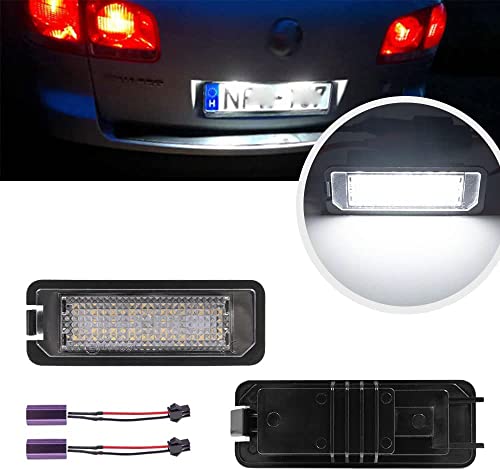 Mingrui test 2pcs LED License Plate Lights Number Lamp for MK5 GTI MK6 MK7 Golf 5 Glof 6 Golf 7 New Beetle Passat CC Rabbit Eos Phaeton Polo Lupo Powered by Xenon White LED with Can-bus Error Free - Image 1