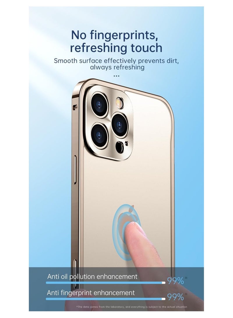 عام غطاء معدني متوافق مع iPhone 16 Pro Max - تصميم Snap أحادي الجانب بإطار معدني وظهر شفاف مات، يوفر حماية متكاملة ضد السقوط - Image 3