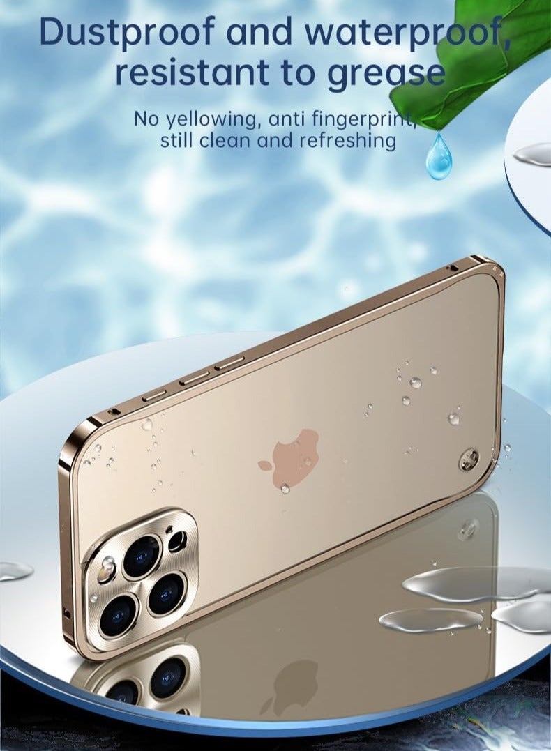عام غطاء معدني متوافق مع iPhone 16 Pro Max - تصميم Snap أحادي الجانب بإطار معدني وظهر شفاف مات، يوفر حماية متكاملة ضد السقوط - Image 2