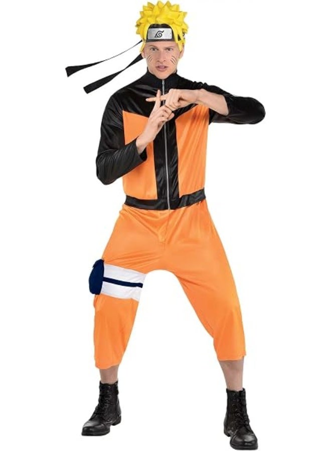 Kids Naruto-Inspired Ninja Costume – Orange & Black Anime Outfit with Headband-Style Accessories (XXXL-140cm) - Image 1