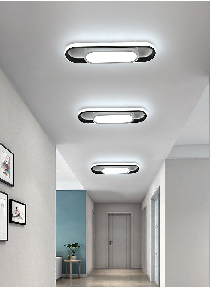 LED Aluminium Ceiling Light Long Oval Black+White Round 27W 50*12 Tri-Colour 220V