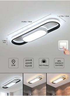 Goeco LED Aluminium Ceiling Light Long Oval Black+White Round 27W 50*12 Tri-Colour 220V  - Image 2