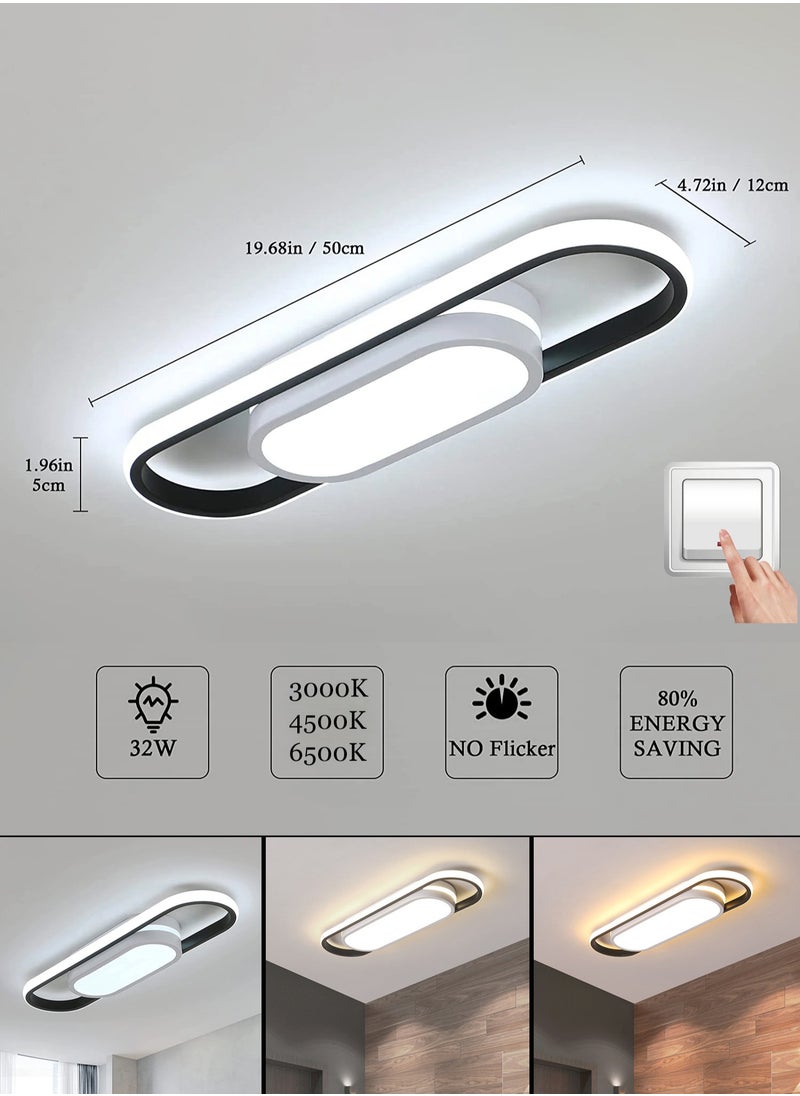 Goeco LED Aluminium Ceiling Light Long Oval Black+White Round 27W 50*12 Tri-Colour 220V  - Image 2