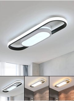 Goeco LED Aluminium Ceiling Light Long Oval Black+White Round 27W 50*12 Tri-Colour 220V  - Image 1