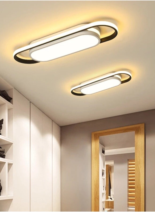LED Aluminium Ceiling Light Long Oval Black+White Round 27W 50*12 Tri-Colour 220V