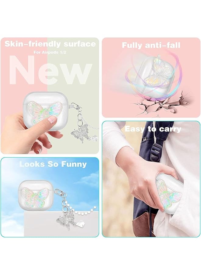 erorex - Compatible With Airpods 3 Case Cover 3Rd Generation 2021 With Cute 3D Clear Glitter Butterfly Design Smooth Soft Tpu Cover Case For Airpods 3 Pretty Design Bling Shiny Stylish With Keychain - Image 1