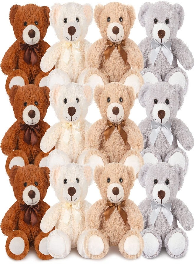 Zhanmai 12 Pcs 14 Inch Bear Stuffed Animal Bulk Operation 2025 Graduation Gifts Bulk Plush Stuffed Bear for Bridal Anniversary Shower Gifts(Light Brown, Dark Brown, White, Grey) - Image 1