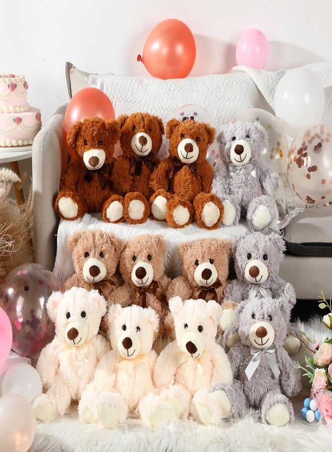 Zhanmai 12 Pcs 14 Inch Bear Stuffed Animal Bulk Operation 2025 Graduation Gifts Bulk Plush Stuffed Bear for Bridal Anniversary Shower Gifts(Light Brown, Dark Brown, White, Grey) - Image 2
