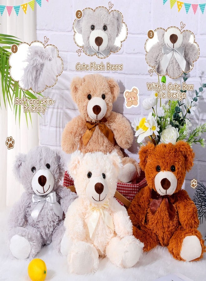 Zhanmai 12 Pcs 14 Inch Bear Stuffed Animal Bulk Operation 2025 Graduation Gifts Bulk Plush Stuffed Bear for Bridal Anniversary Shower Gifts(Light Brown, Dark Brown, White, Grey) - Image 5
