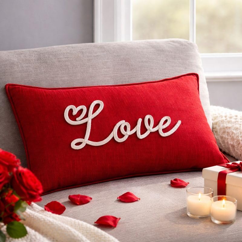 The Purple Tree Plush Velvet Embroidered Love Cushion Throw Pillow for Christmas(1 pc) Cute Love Cushion, Love Gift, Valentines Day Gift - Image 2