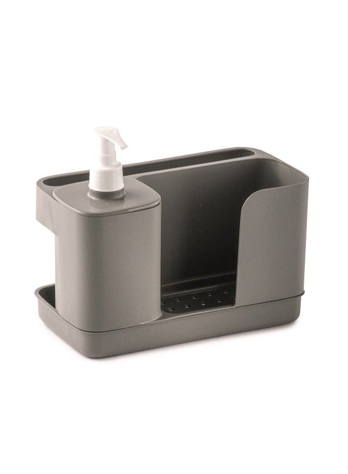 Snips Tidy Up Grey Sink Organizer with Soap Dispenser & Sponge Holder – Made in Italy - Image 4