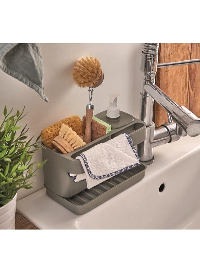 Snips Tidy Up Grey Sink Organizer with Soap Dispenser & Sponge Holder – Made in Italy - Image 5