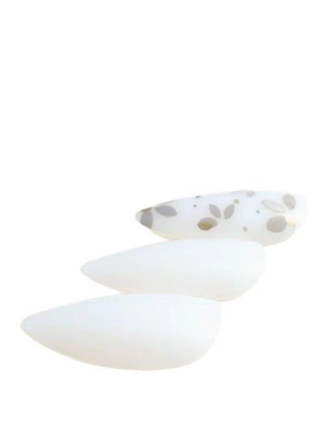 Goolsky 24 قطعة أظافر زهرية بيضاء قابلة للتثبيت للنساء بطول طويل قابلة للتمديد والإزالة وإعادة الاستخدام، نصائح أظافر مزيفة لملحقات المانيكير - Image 4