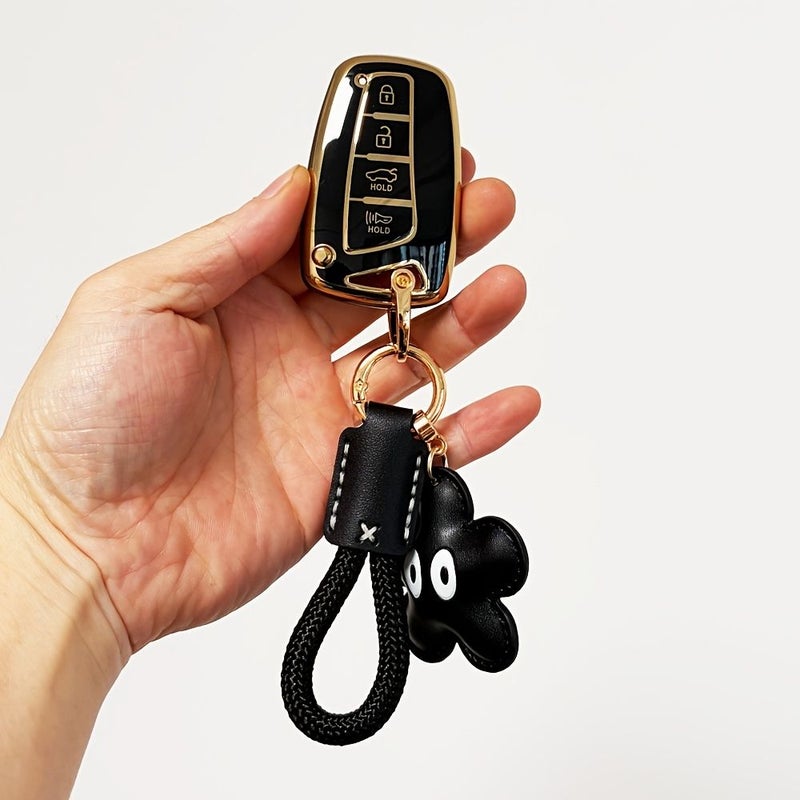 غطاء جراب المفاتيح الذكي من TPU باللون الأخضر مكون من 3 قطع مع سلسلة مفاتيح لسيارات هيونداي جينيسيس سانتا في إيكوس أزيرا - Image 3