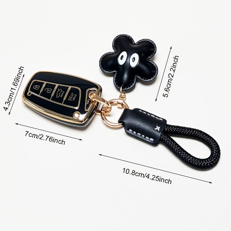 غطاء جراب المفاتيح الذكي من TPU باللون الأخضر مكون من 3 قطع مع سلسلة مفاتيح لسيارات هيونداي جينيسيس سانتا في إيكوس أزيرا - Image 2