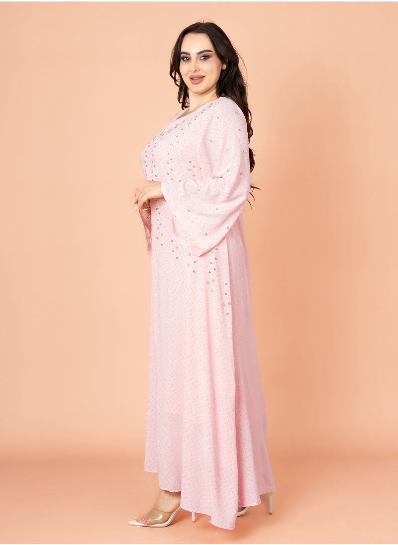 IKKXA Crystal Cascade Jalabiya Pink  - Image 3