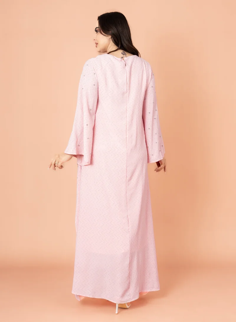 IKKXA Crystal Cascade Jalabiya Pink