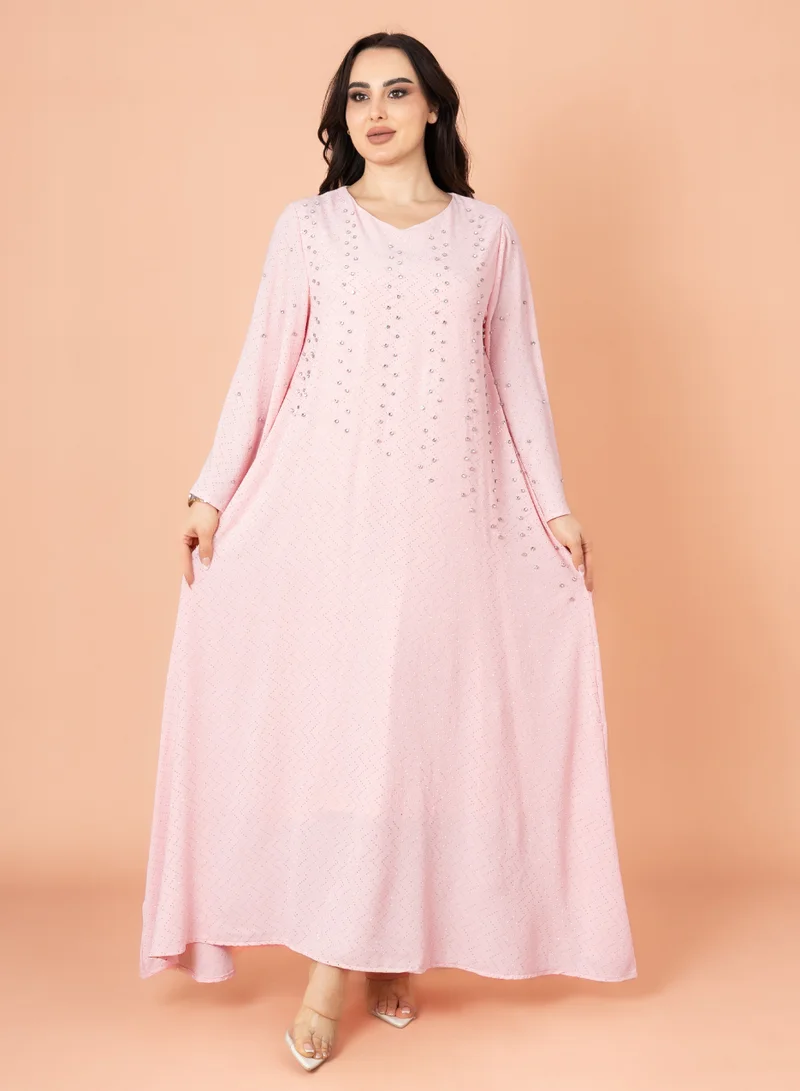 IKKXA Crystal Cascade Jalabiya Pink