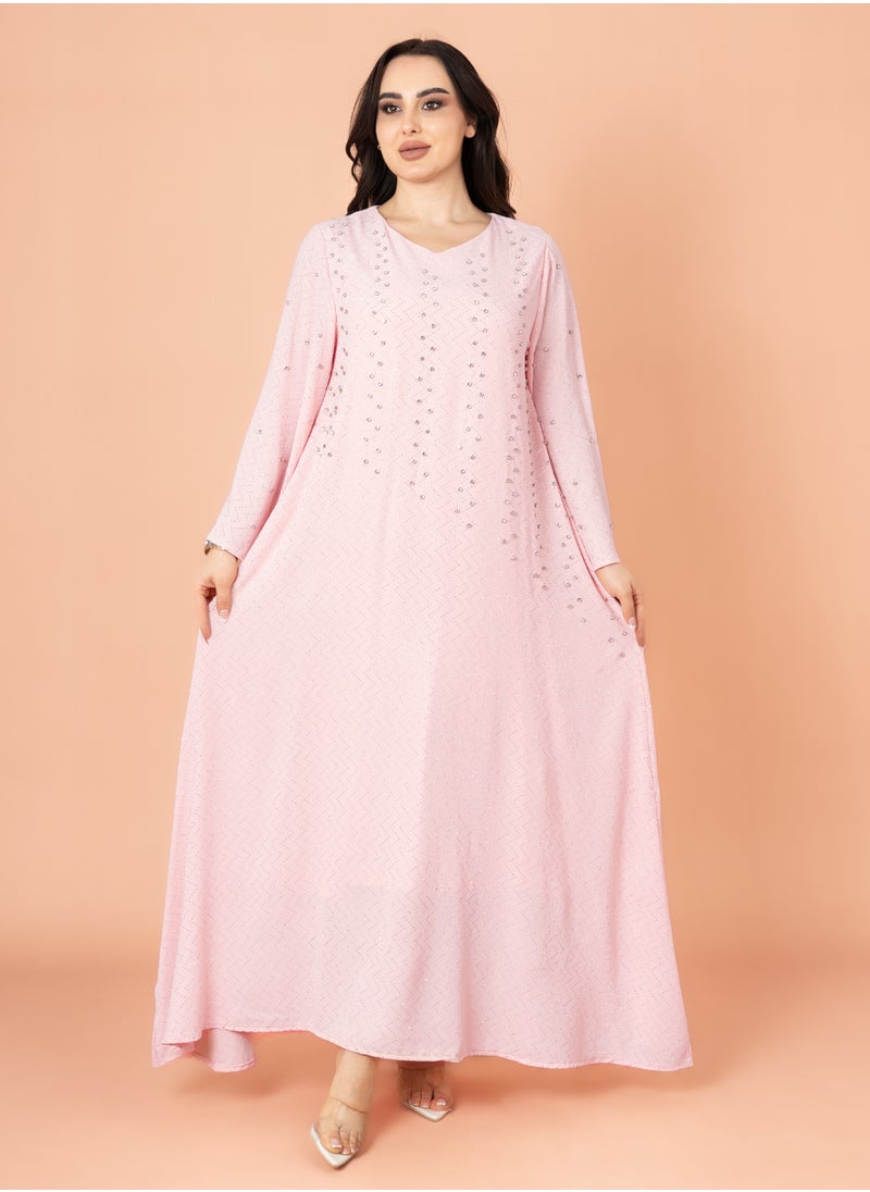 IKKXA Crystal Cascade Jalabiya Pink  - Image 5