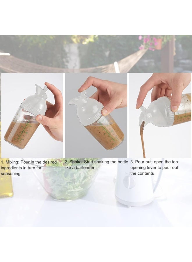 Bluejw Salad Dressing Shaker Container, Pour Spout, LeakprooF, Dishwasher Safe, Homemade Oil and Vinegar Salad Dressing Bottle Mixer Dispenser(White) - Image 5