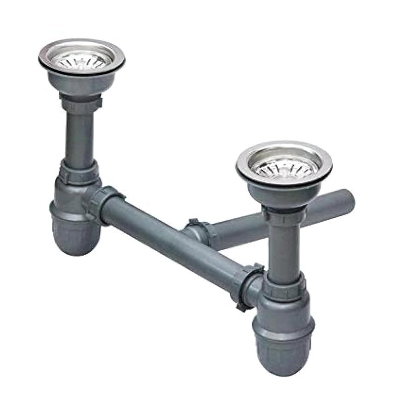 NEW WARE طقم مصيدة زجاجة PVC ثنائية الاتجاه مع وصلة حوض - مثالي لأحواض الحمام والمطبخ - Image 1