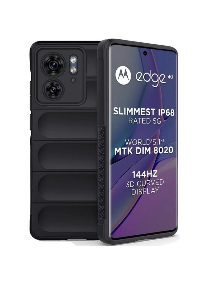 ذا جيفت كارت جراب خلفي من السيليكون السائل من TheGiftKart لهاتف Motorola Moto Edge 40 5G | حماية عسكرية مقاومة للصدمات | قطعة قماش من الألياف الدقيقة على الجانب الداخلي | جراب خلفي مضاد للانزلاق لهاتف Motorola Edge 40 (أسود)  - Image 1