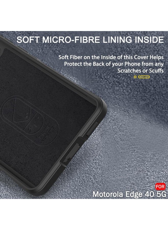 ذا جيفت كارت جراب خلفي من السيليكون السائل من TheGiftKart لهاتف Motorola Moto Edge 40 5G | حماية عسكرية مقاومة للصدمات | قطعة قماش من الألياف الدقيقة على الجانب الداخلي | جراب خلفي مضاد للانزلاق لهاتف Motorola Edge 40 (أسود)  - Image 5