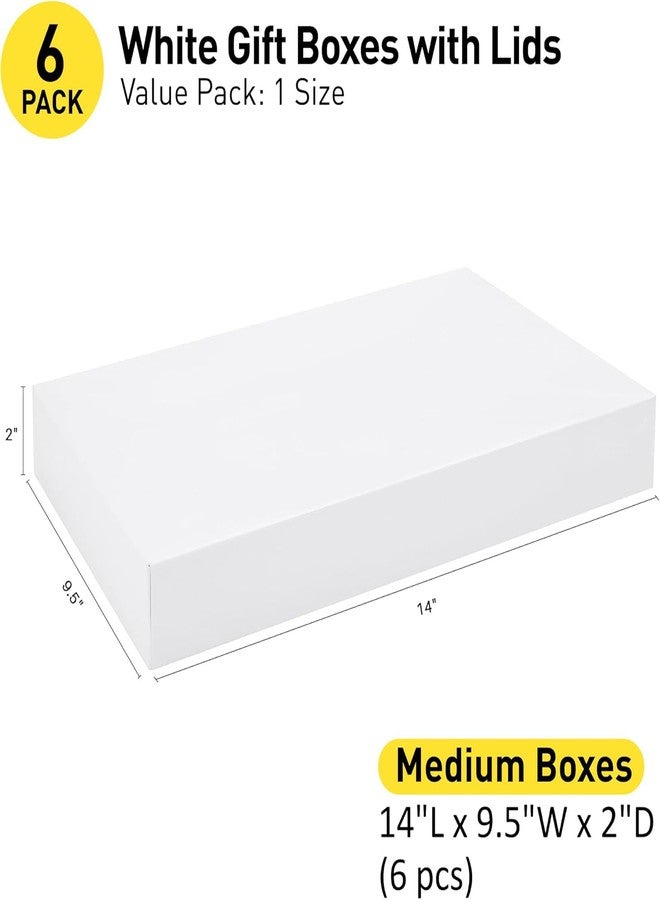 SUNCOLOR 6 Pack 14" Large White Gift Boxes With Lids For Clothes Presents - Image 2