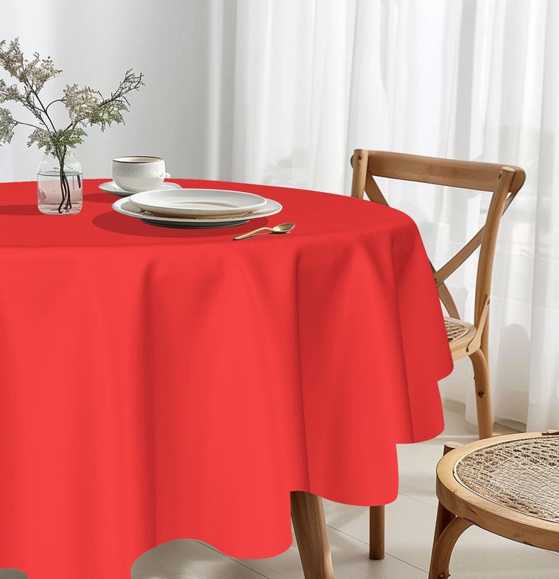 HEIPINIUYE 2 Pack Red Tablecloth Round 84 Inch Round Plastic Table Cloth Waterproof Disposable Round Table Cover for Party Birthday Camping Picnic Baby Shower Circle Tablecloth - Image 5